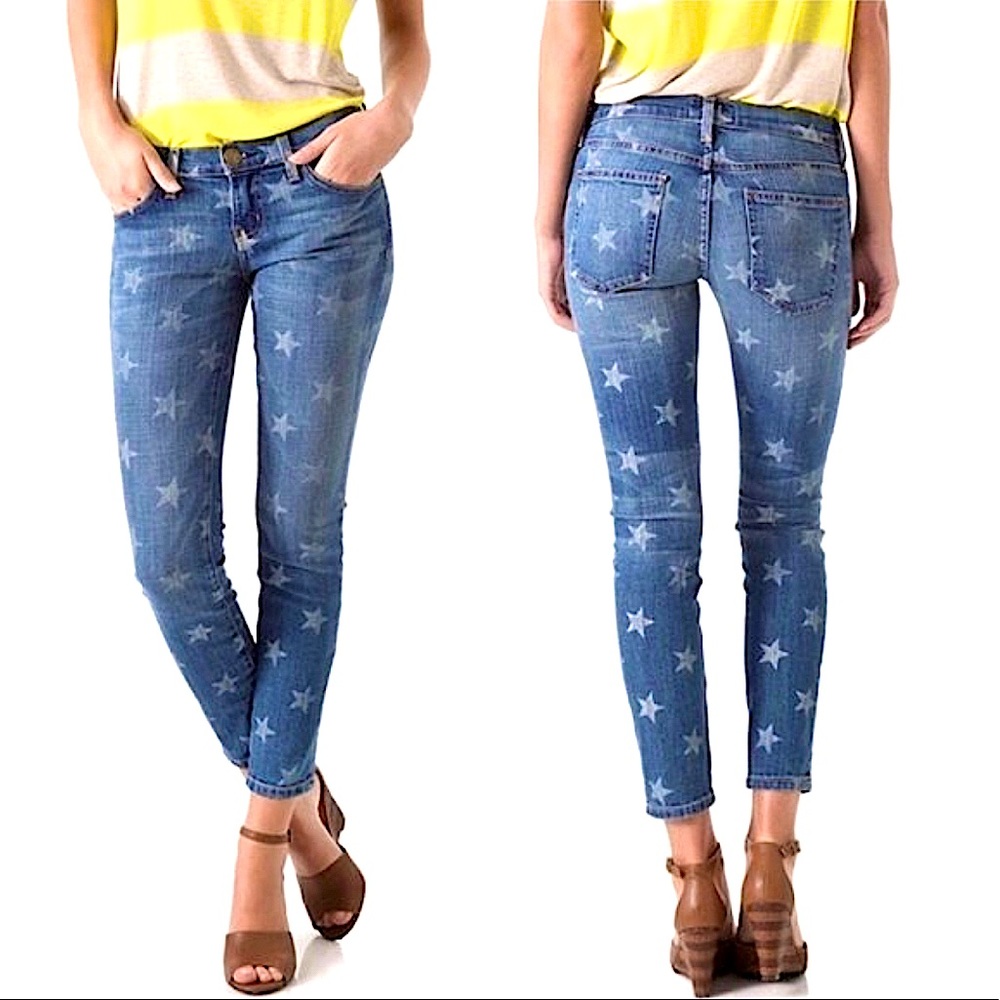 Current/Elliott The Stiletto White Star Skinny Mid-Low Rise Jeans 27 EUC